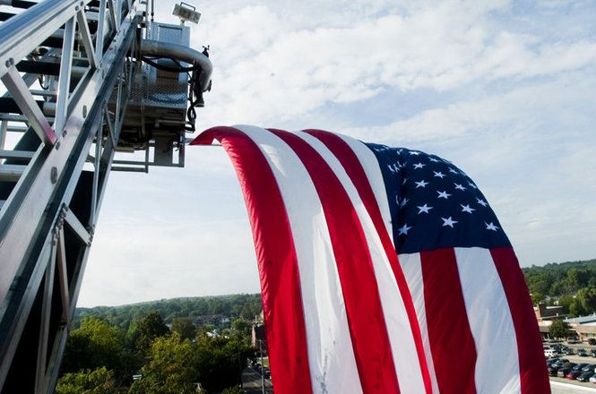 Flag on a Fire Truck