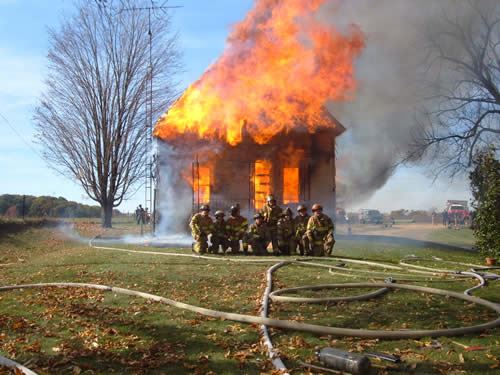 Firefighters at a training