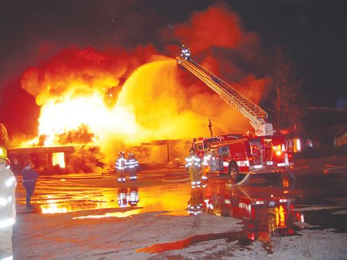 Aerial 15's last fire before it was sold. This fire is at the old Hawaiian Gardens Treatment Center on Grange Hall Road.