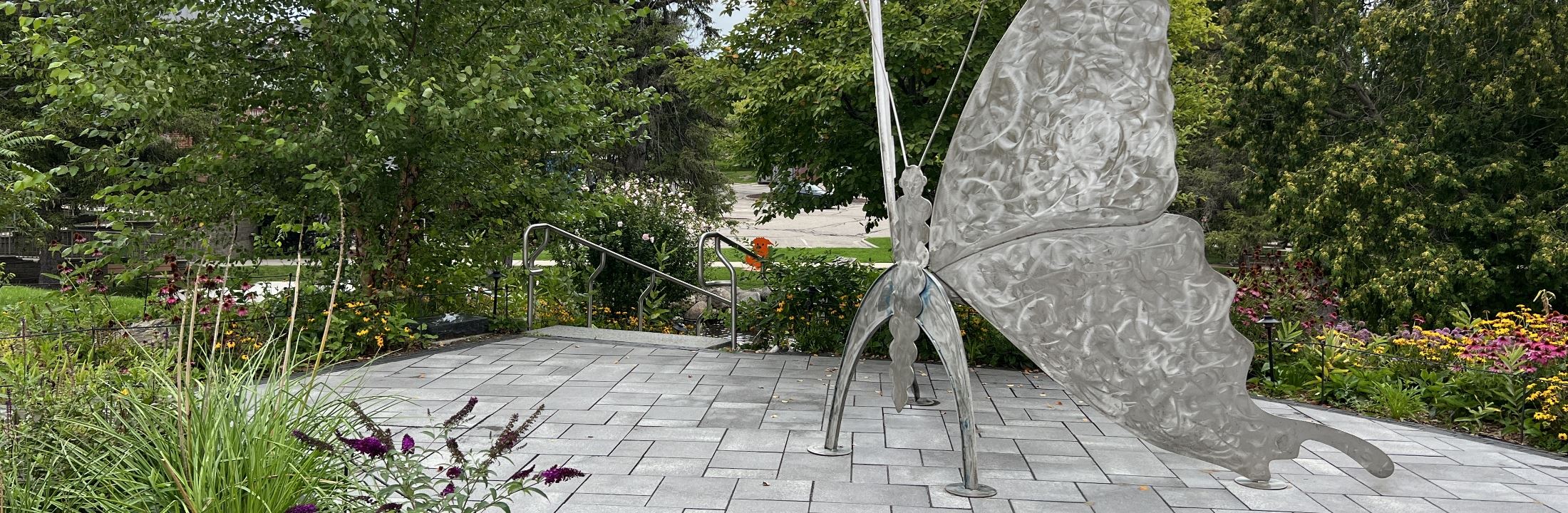 Metal butterfly sculpture