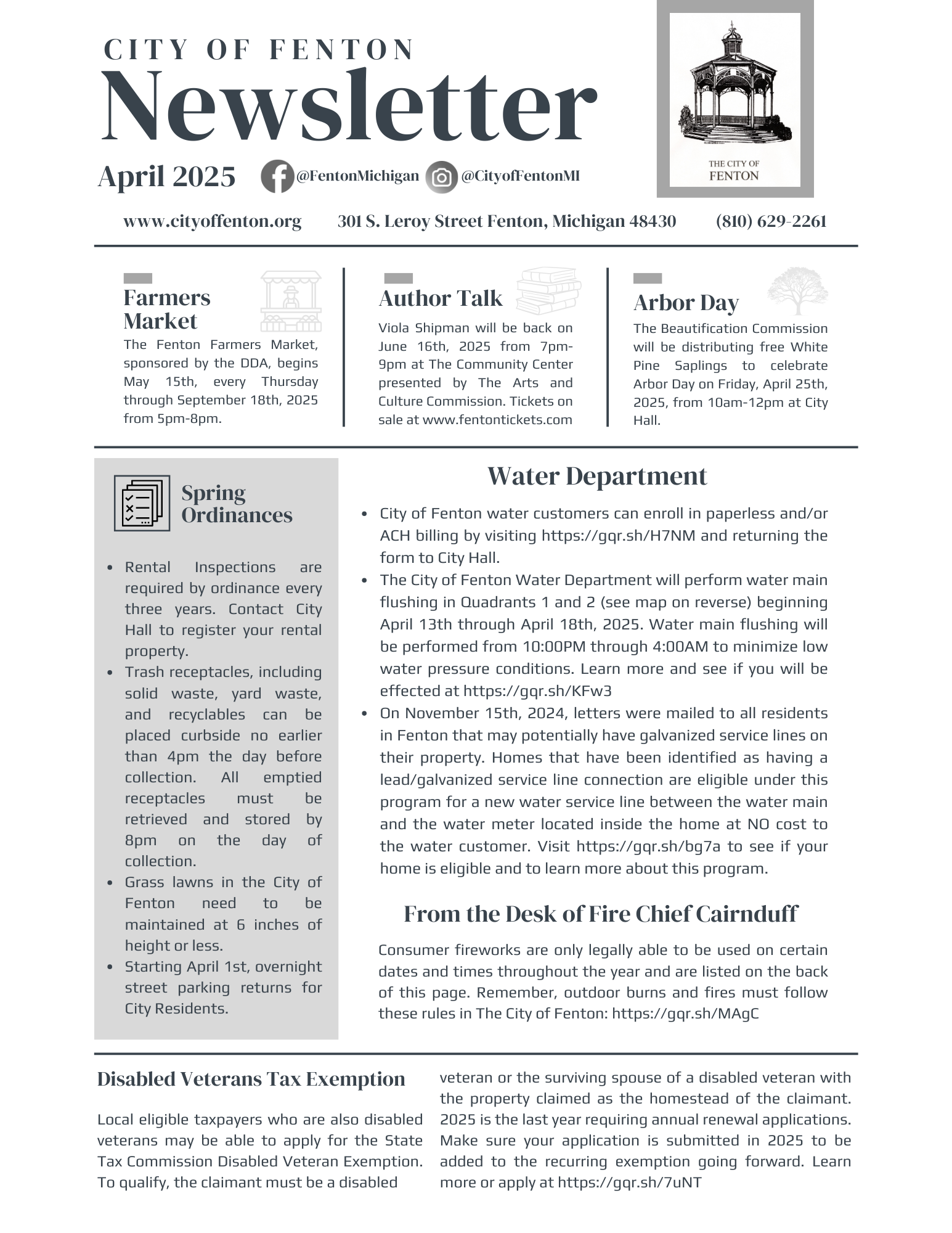 First page of newsletter